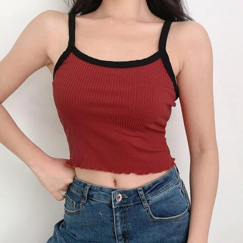 2021 Summer New Fashion Contrast Color Tank Top Women Casual Fitness Clothing Off Shoulder Strapless Crop Top Camisole