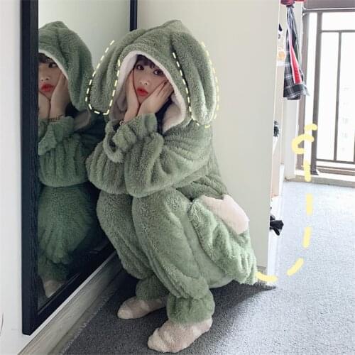 Autumn Pajama Suit Winter Women Long Sleeve Nightgown Flannel Nightgowns Girls Night Sleepwear Cute Princess Coral Fleece 1474