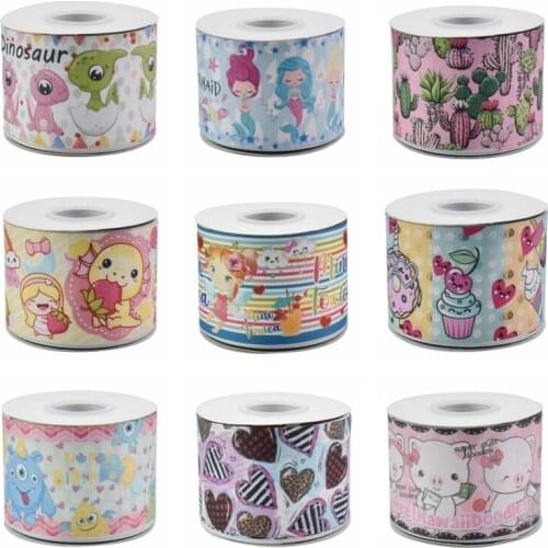 22MM 25MM 38MM 50MM 75mm Printed Pattern on Grosgrain Ribbon for diy ribbon