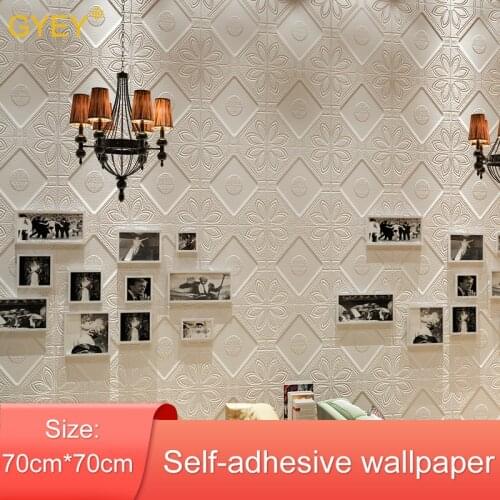 Self Adhesive 3D Brick Wall Stickers Living Waterproof Foam Room Bedroom DIY Adhesive Wallpaper Art 70*70*0.7cm home Wall Decals
