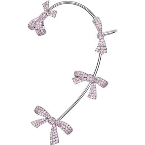 S925 silver inlaid full diamond AAAAA zircon Original brand 1:1 high-end bow earrings, exquisite ladies jewelry