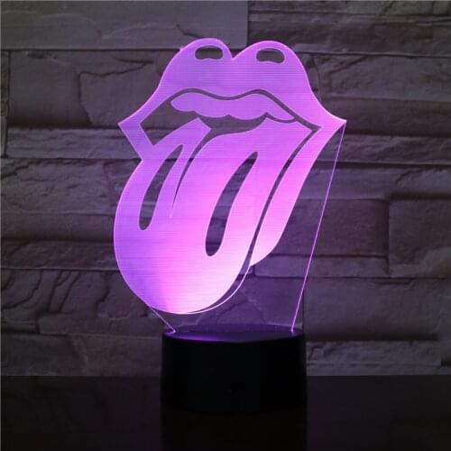 Tongue Shape LED Acrylic Night Light with 7 Colors Touch Remote Control Illusion Change Home Decoration Lights Dropship 3D-2469