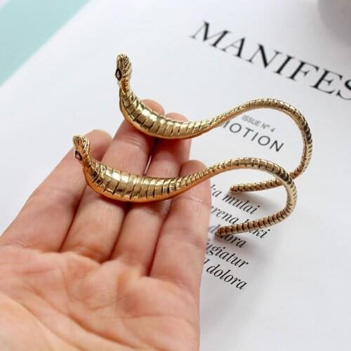 Vintage Boho Long Snake Stud Earrings Women Party Jewelry Punk Personality Exaggerated Gold Color Alloy Animal Earings E243
