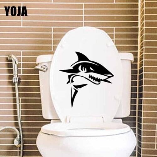 YOJA 23.7X21CM Wall Decal Toilet Sticker Shark Sea Animal Bedroom Home Decoration T5-0368