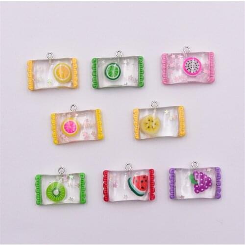 10PCS Funny Imitation Candy Food play charms Kawaii necklace earrings jewelry making accessories Childrens Kids Funny Toy