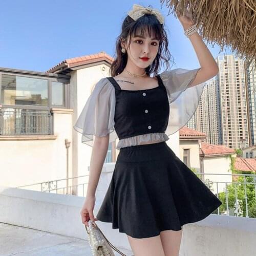 2021 Korean Sexy Gauze Bikini Set Women Push-up Swimsuit Beachwear Padded Swimwear Two Piece Bathing Suit Beach Slim Swimskirt