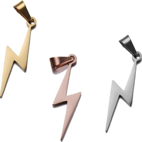 5pcs/lot 3 Colors Stainless Steel Gold 25x6.5mm Lightning Charms Pendant Jewelry Handicraft Making Diy Necklace Findings Gifts