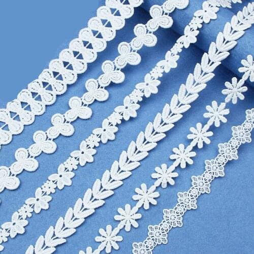 5 yards White Embroidered Lace Ribbon Milk Silk Lace Fabric Sewing Applique for Wedding Dress DIY