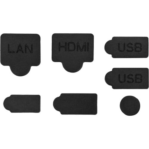 7pcs Black Silicone Dust Plugs Set USB HDM Interface Anti-dust Cover Dustproof Plug for PS5 Game Console Accessories Parts