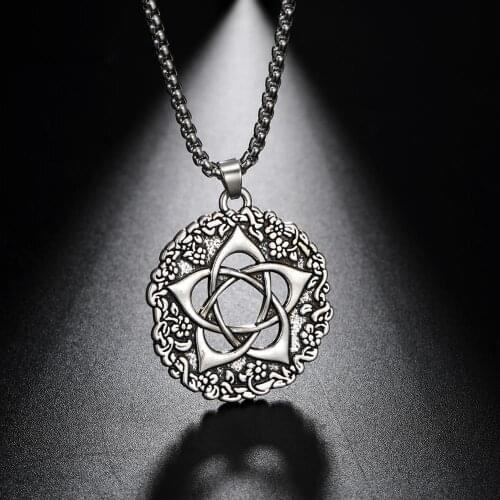 Hollow Pentagonal Flower Yoga Amulet Religious Jewelry Gift Pendant Necklace Adjustable Pendant Necklace Round Circle