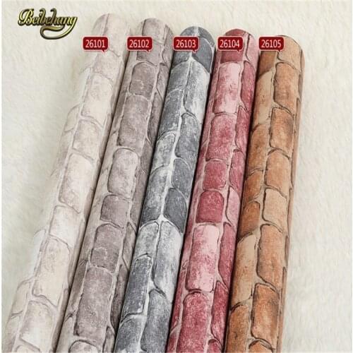 Beibehang papel de parede. Vinyl Tan vintage wall paper brick wallpaper embossed wallpaper pvc roll 3D modern wall overing