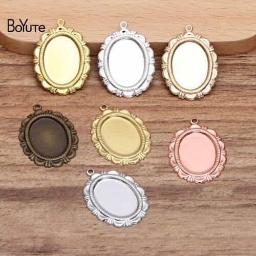 BoYuTe (50 Pieces/Lot) Metal Brass 13*18MM Cabochon Base Flower Pendant Blanks Tray Diy Jewelry Making Findings