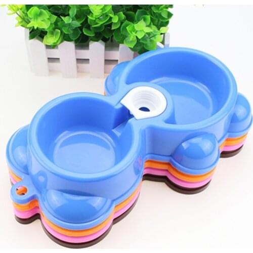 Double Pet Bowls Dog Food Water Feeder Plastic Pet Drinking Dish Feeder Cat Puppy Feeding Supplies Small Dog Accessories