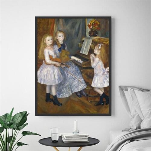 Canvas Art Oil Painting《The Daughters of Catulle Mendès 》Renoir Poster Picture Wall Decor Modern Home Decoration For Living room