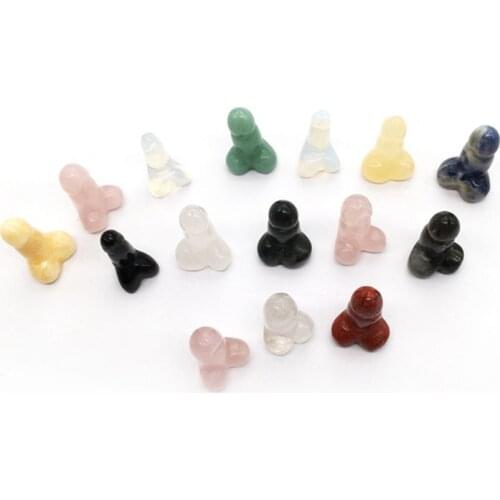 Natural Rose quartz mini man penes hand-carved mix material massage wand crystal penis for sale