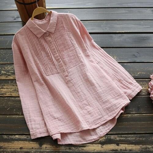 6631 new autumn womens cotton loose blouse Japan style mori girl casual turndown collar long sleeve pullover shirt tops