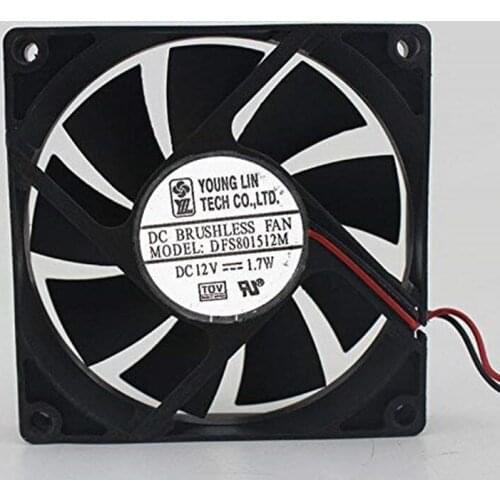 Original Young LIN DFS801512M 12V 1.7W 8CM 8015 2 line Thin Cooling Fan 6months Warranty