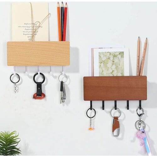 Wall-hung Type Wooden Decorative Wall Shelf Sundries Storage Prateleira Hanger Organizer Key Rack Wood Wall Hook Storage Rack