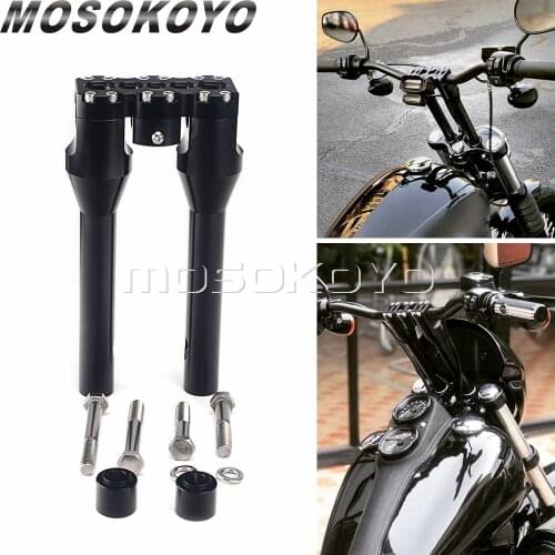 For Harley Dyna Custom CNC Adjustable Handlebar Heighten Riser Top Clamp Bar Extend Mount Kit 38mm 1 1/2" Bar Clamps 6"-12" Rise