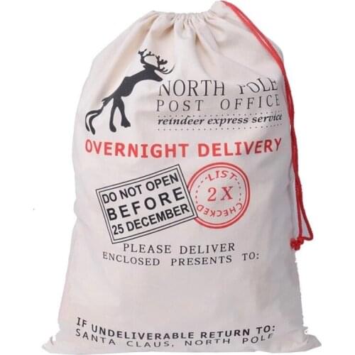 Christmas Gift Bags 20 pcs/lot Large Canvas Santa Sack Color Elk Organic Heavy Canvas Red drawstring Bag