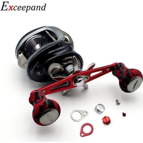 Exceepand Baitcasting Reel Handle Red CAMO Knob Super Power for Abu Garcia Daiwa Low Profile Reel Grips Replacement Power Handle