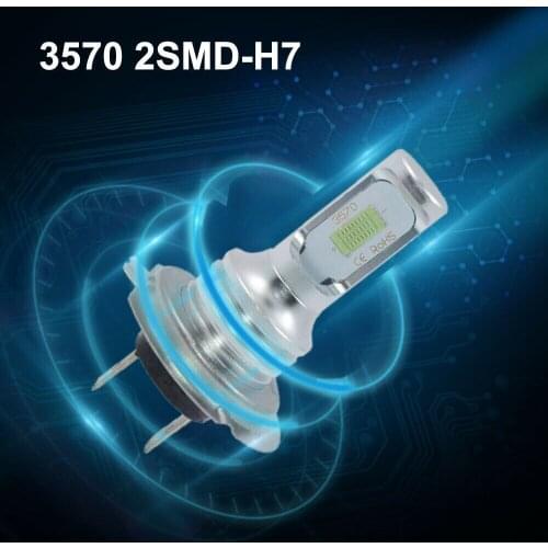 12V-24V LED Lights 3570 LED 80W 8000LM H7 LED 8000K High Low Beam Ice Blue