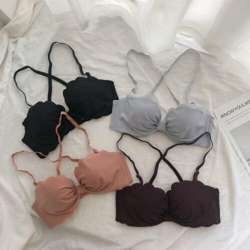 Spring summer small Size student girl T-Shirt Bra double size deep u small breast sexy bra dress party wedding push up bra 32-36