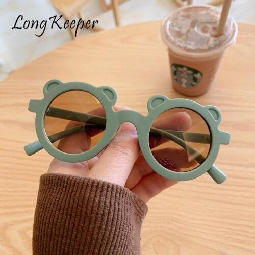 Vintage Round Kids Sunglasses Girls Cartoon Bear Shape Glasses Boys Children Eyeglasses Cute Baby Shades Eyewears UV Protection
