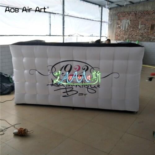 External size Free logo inflatable bar table,pop up bar counter,square pub tables,DJ backdrop booth for CLUB made by Ace Air Art