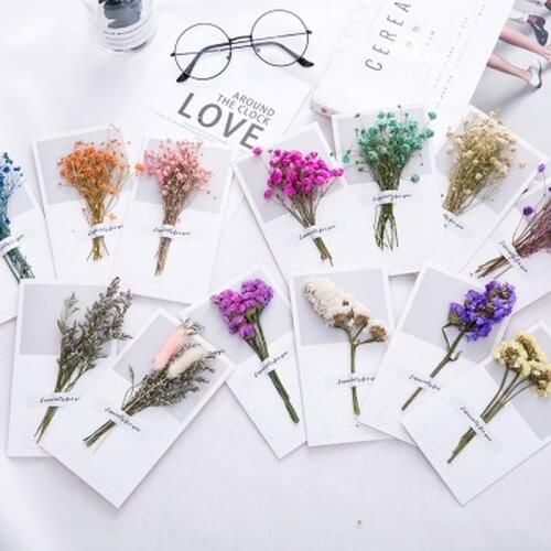 1 Pcs Birthday Dried Flowers Invitations Postcards Blessing Wedding Party Festival Greeting Card Thank You Card