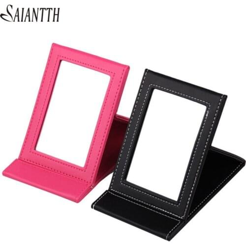 SAIANTTH beauty women Necessary new makeup Mirror pink black Rectangular foldable portable cosmetic tool 17*11cm espelho make up