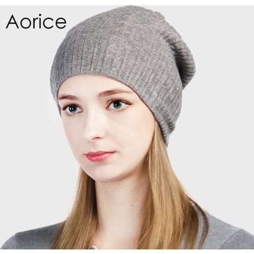 Aorice Womens Winter Hat Knitted Beanies Female Fashion Skullies Outdoor Brand Caps Thick Warm Hats For Girl Women Men HK714