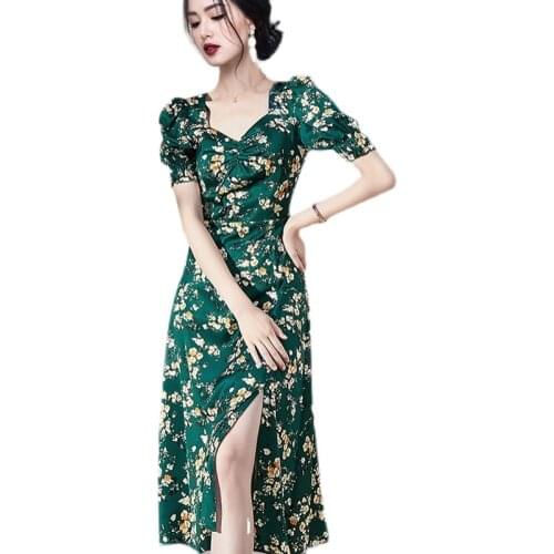 Floral maxi dress one piece korean ladies Summer Sexy elegant print cabaret party A line Dresses for women