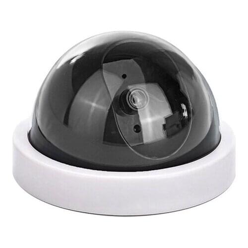 2020 NEW Dummy Fake Security Surveillance Dome Camera with Flashing Red IR LED Light, Indoor/Outdoor Simulated Camera White