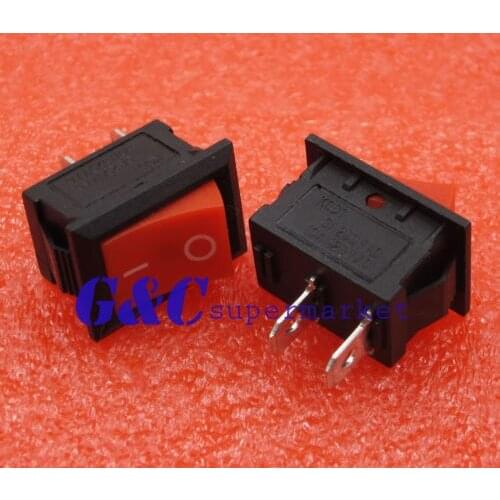 5Pcs Red Rocker Switch 2 Pin KCD1-101 250V 6A Boatlike Switch diy electronics