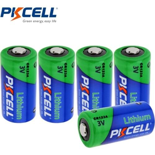 5 x PKCELL 3V CR123A Non-Rechargeable Batteries CR123 123A 16340 CR17345 Lithium Battery For Camera Flashlights Torch