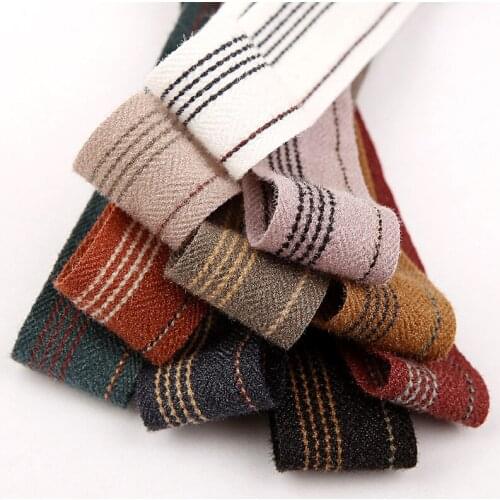 5 yards 25mm/38mm Double Color Striped Polyester Cotton Herringbone Ribbon Diy Hair Clothing Accessories Gift Bouquet Packaging