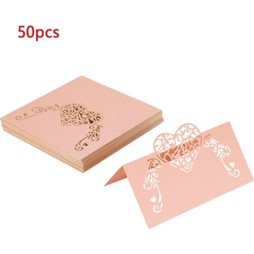 50pcs Laser Cut Heart Shape Table Name Place Cards Wedding Birthday Party Favor Table Decoration