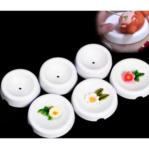 6pcs/set Plastic Cake Flower Drying Mold 3D Button Shape Gum Paste Fondant Cake Decorating Flower Forming Drying Moulds