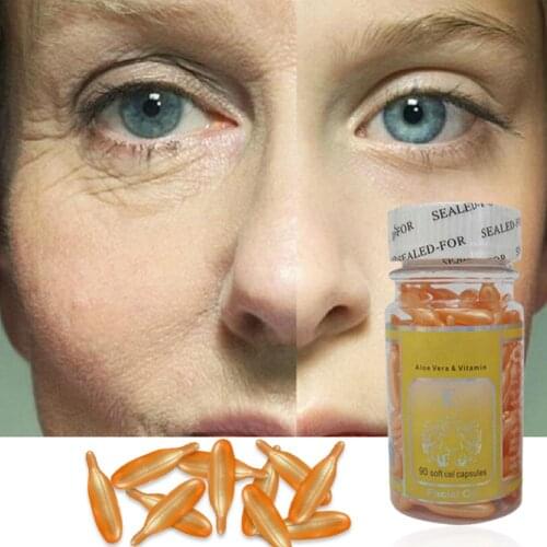 90PCS/Bottle Face Vitamin E Capsules Anti-Wrinkle Firming Essence Capsules Fine Lines Removing Moisturizing Natural Face Cream