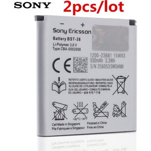 2pcs/lot Original BST-38 Phone Battery for Sony Ericsson K850 W580I R306 W980 Z770i K770 W995 C510 C902 C905 K770I 930mAh