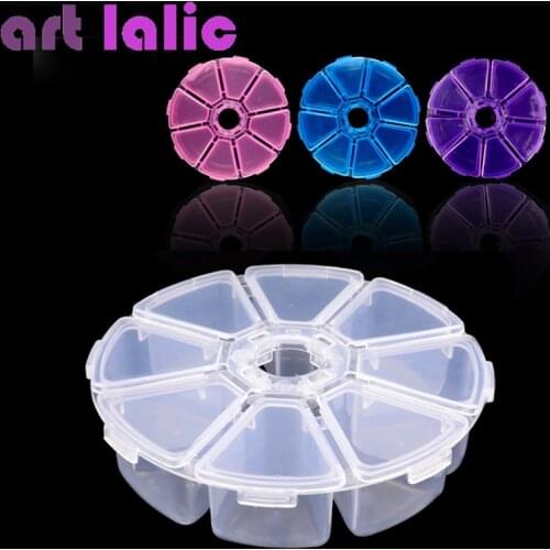 Artlalic 8 Grids Acrylic Organizer Container Nail Art Rhinestones Jewelry Beads Storage Box Case Display Manicure Tools 4 Colors