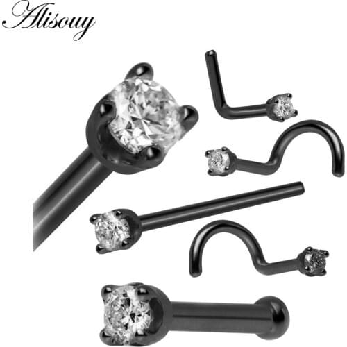 Alisouy wholesale 5pcs/lot Surgical Steel Nose Rings Body Piercing For Women Punk Earring Stud Hoops Nariz Percing Nez Piercing