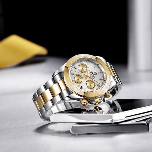 BENYAR-Mens Stainless Steel Chronograph Waterproof Quartz Watch Accessories Modern Design Brand Sports Mens Watch Montre Homme