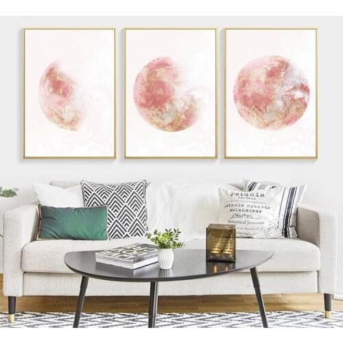 Moon Phase Art Canvas Painting Rose Gold Print Large Gallery Modern Wall Art Bedroom Wall Posters Decor Decoration Pictures