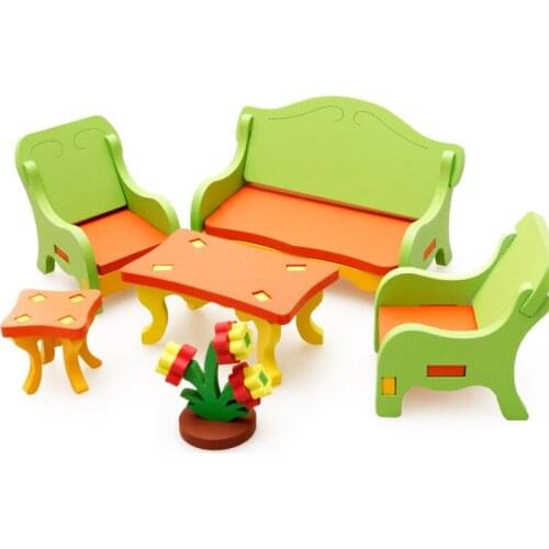 Wooden Mini 3D Puzzles Children‘s Early Educational Toys Assembled Home Restaurant Environmental Puzzles Develop Hands-on Skill