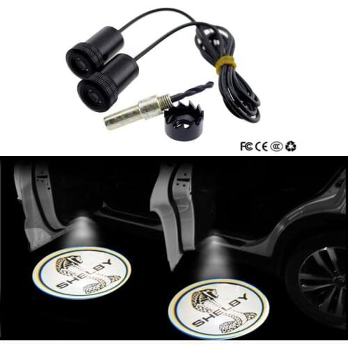 For Ford Mustang Shelby GT500 GT350 Super Snake Cobra Ghost Shadow Logo Badge Welcome Car LED Door Light Laser Emblem Light