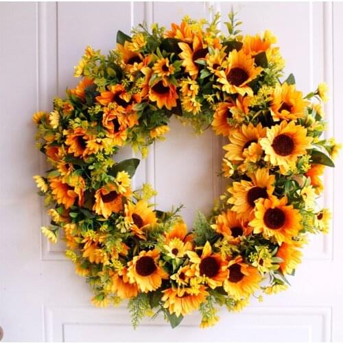 European style wedding sunflower wreath door decoration wall decoration hanging decoration festival home decoration