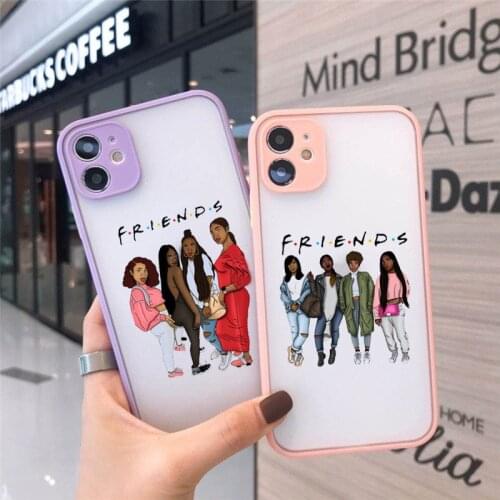 GYKZ Cute Black melanin Girl Friends Phone Case For iPhone 11 Pro 12 XS MAX XR 7 SE20 8Plus Fashion Clear Hard Cover Matte Coque