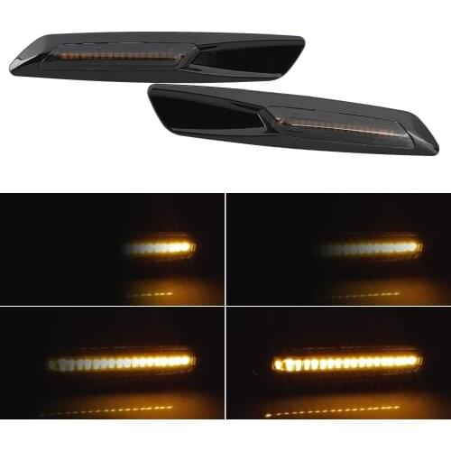 2 PCS LED Side Marker Sequential Indicator Amber Flowing Turn Signal Light Dynamic Smoke Lens For B MW 1 3 5 Series E81 E82 E9